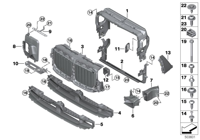 Воздуховоды для BMW G07 X7 50iX N63M (схема запчастей)
