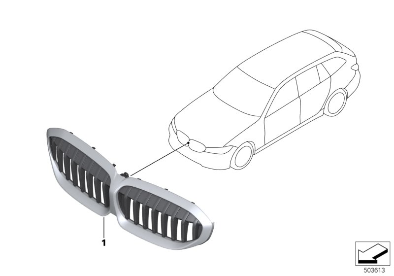 Наружные накладки / декоративные решетки для BMW G21 330dX B57 (схема запчастей)