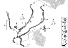 Шланги ОЖ автономной системы отопления для BMW G05 X5 25dX B47F (схема запасных частей)