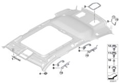 Доп.элементы потолка для BMW G21 320dX B47D (схема запасных частей)