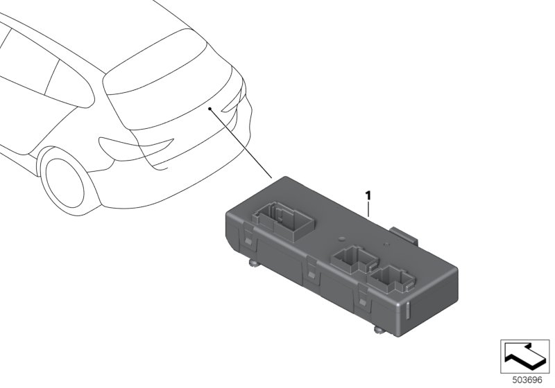 Блок упр.функц.модуля крышки багажника для BMW F40 118i B38C (схема запчастей)