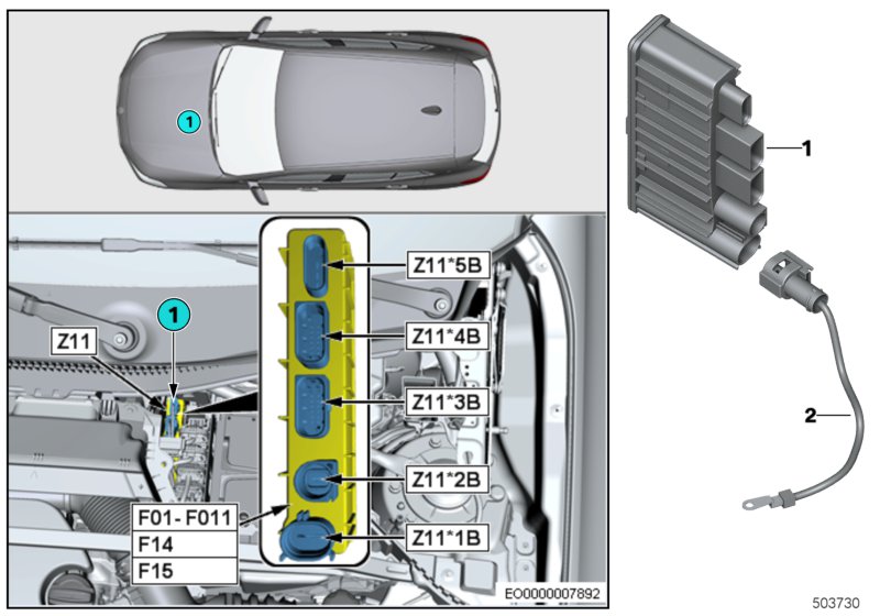 Встроенный модуль питания Z11 для BMW F40 120dX B47D (схема запчастей)