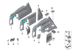 Обшивка багажного отделения для BMW G05 X5 25dX B47F (схема запасных частей)