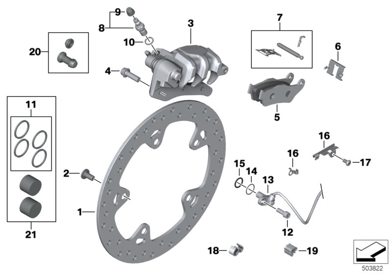 Тормозной механизм заднего колеса для BMW K27 R 1200 R 11 (0400,0490) 0 (схема запчастей)