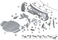 Звукоизоляция Пд для BMW F91 M8 S63M (схема запасных частей)