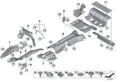 Теплоизоляция для BMW F91 M8 S63M (схема запасных частей)