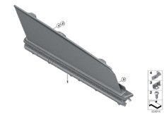 Солнецезащитная штора окна двери Зд для BMW G16 M850iX N63B (схема запасных частей)