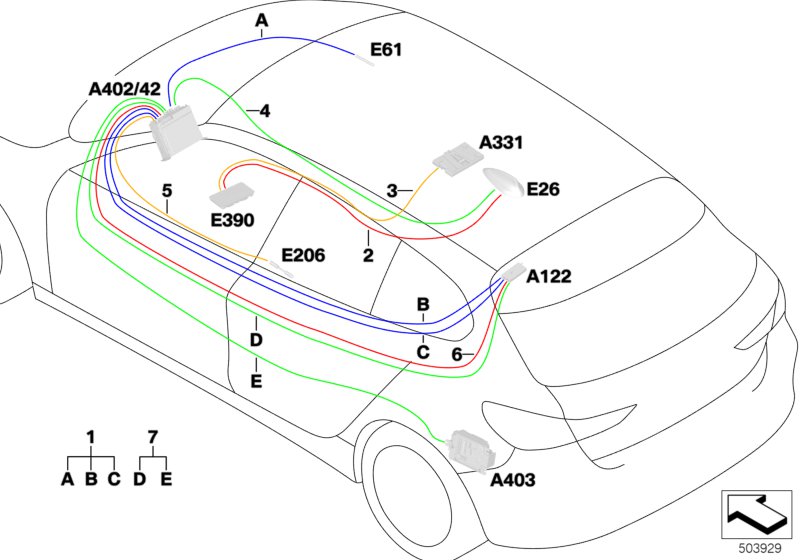 Рем.каб.осн.жгута проводов антенна/коакс для BMW F40 118i B38C (схема запчастей)