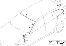 Остекление, дополнительные элементы для BMW G21 330i B48D (схема запасных частей)