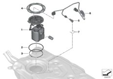 Топливный насос/датчик уровня наполнения для BMW G20 330e B48X (схема запасных частей)