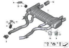 Система выпуска ОГ Зд для BMW F87N M2 Competition S55 (схема запасных частей)