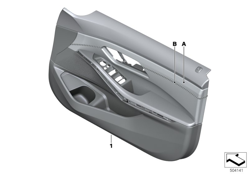 Индивидуальная обшивка двери кожа Пд для BMW G21 320d B47D (схема запчастей)