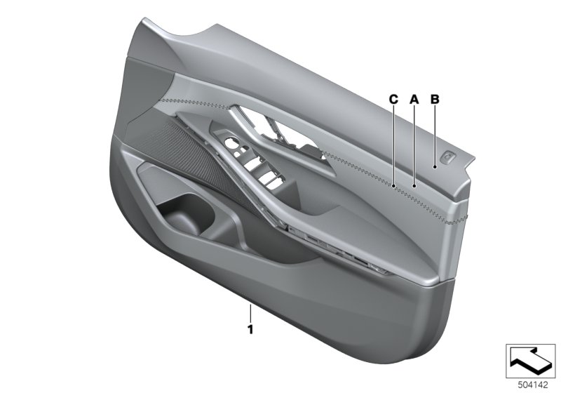 Индивидуальная обшивка двери кожа Пд для BMW G20 330d B57 (схема запчастей)