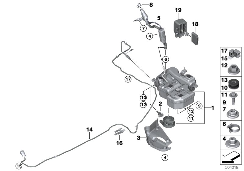 Система SCR для BMW F40 120dX B47D (схема запчастей)