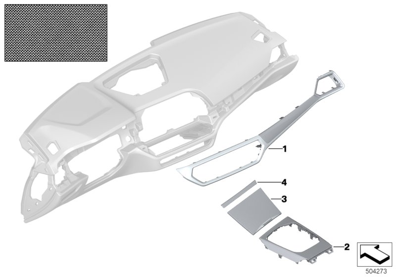 Дек.отделка Individual Алюминиевая сетка для BMW G20 330e B48X (схема запчастей)