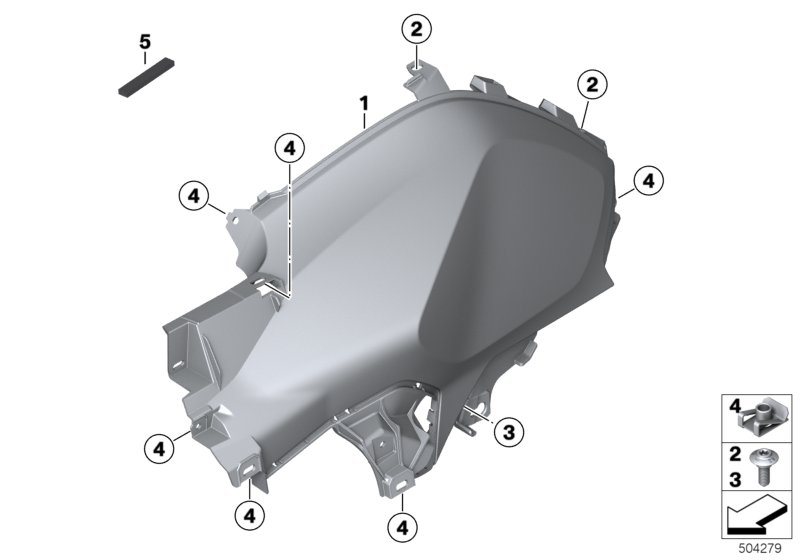 Кожух топливного бака для MOTO K50 R 1250 GS 19 (0J91, 0J93) 0 (схема запчастей)