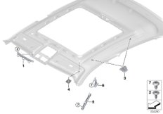 Доп.элементы потолка для BMW G06 X6 40iX B58C (схема запасных частей)