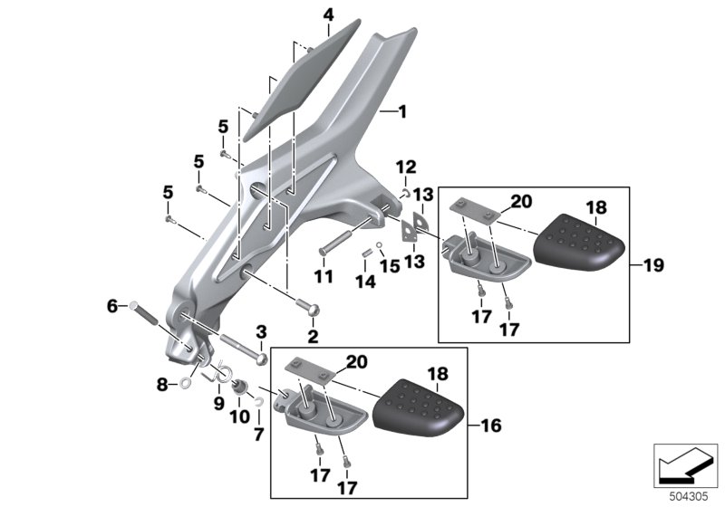 Планка упора для ног/упор для ног для MOTO K61 K 1600 Bagger (0F51, 0F53) 0 (схема запчастей)