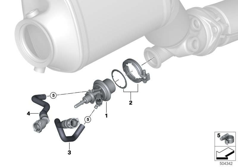 Дозирующий модуль SCR/доп.элементы для BMW F11N 535dX N57Z (схема запчастей)