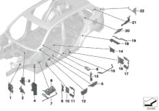 Шумоизоляции полостей для BMW G05 X5 25dX B47F (схема запасных частей)