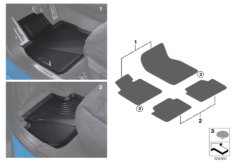 Всепогодные ножные коврики для BMW F40 118d B47B (схема запасных частей)