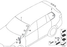 Остекление, дополнительные элементы для BMW G07 X7 50iX N63M (схема запасных частей)