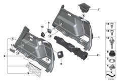Обшивка багажного отделения П для BMW F45 214d B37 (схема запасных частей)