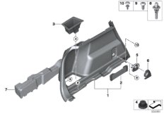 Обшивка багажного отделения Л для BMW F45N 220dX B47D (схема запасных частей)