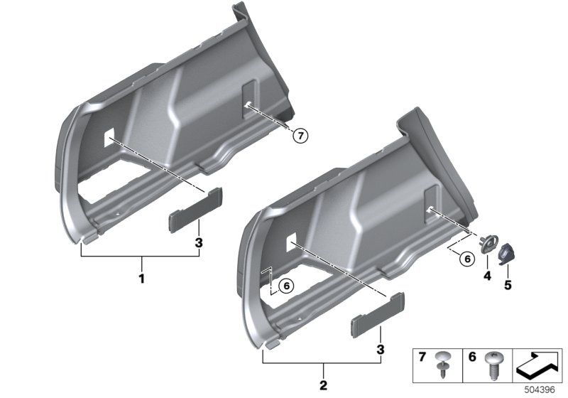Обшивка багажного отделения Л для BMW F48N X1 25iX B48D (схема запчастей)