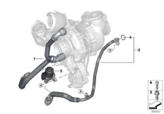 Система охлаждения-турбонагнетатель для BMW G05 X5 25dX B47F (схема запасных частей)