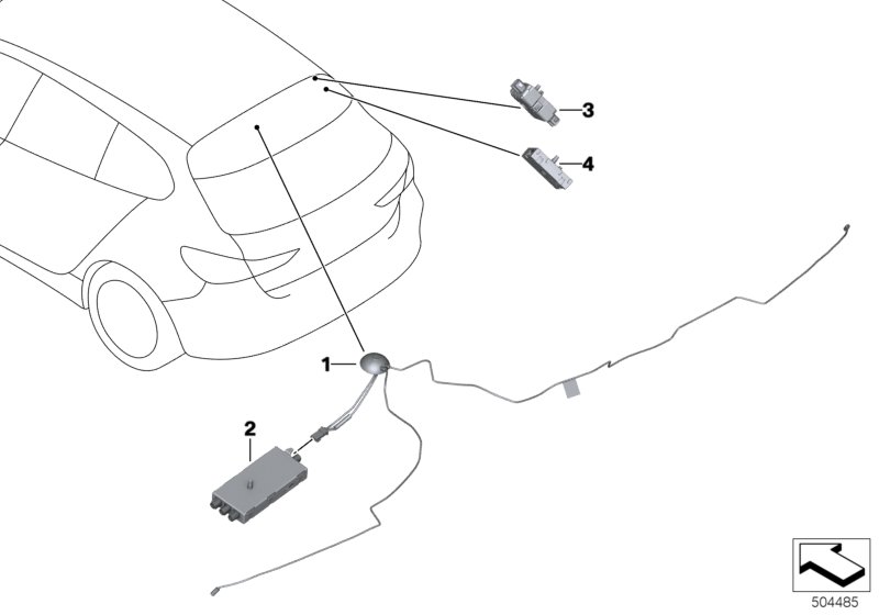 Детали усилителя разнесенной антенны для BMW F40 120dX B47D (схема запчастей)