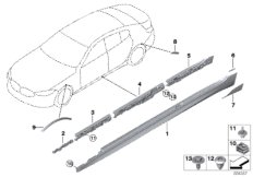 Накладка порог / арка колеса для BMW G16 840dX B57 (схема запасных частей)