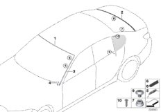 Остекление, дополнительные элементы для BMW G20 320i B46D (схема запасных частей)