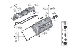 Крышка головки блока цилиндров для BMW E64N 650i N62N (схема запасных частей)