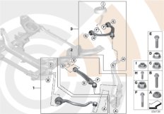 Ремкомплект поперечного рычага подвески для BMW F15 X5 25dX B47 (схема запасных частей)
