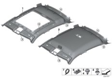 Потолок для BMW G06 X6 M50dX B57S (схема запасных частей)