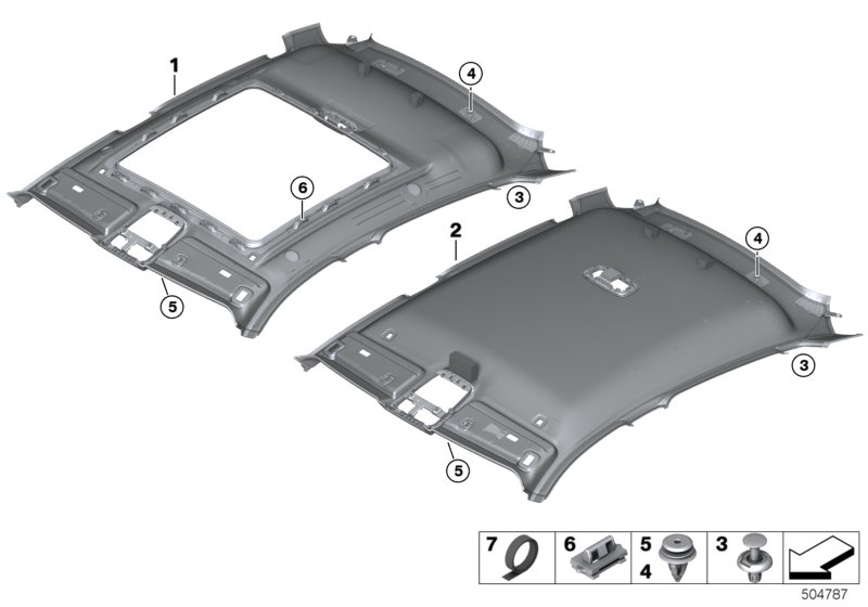 Потолок для BMW G06 X6 40iX B58C (схема запчастей)