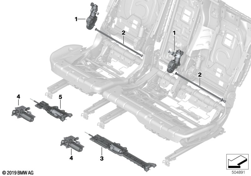 Электрооборудование и приводы сиденья Зд для BMW G07 X7 40iX B58C (схема запчастей)