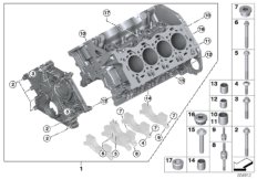 Блок-картер двигателя для BMW F90 M5 S63M (схема запасных частей)