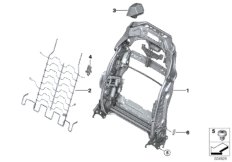 Каркас спинки переднего сиденья для BMW G06 X6 30dX B57 (схема запасных частей)