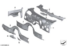 Детали щитка передка для BMW G29 Z4 20i B46D (схема запасных частей)