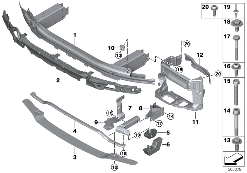 Кронштейн Пд для BMW F90 M5 S63M (схема запчастей)