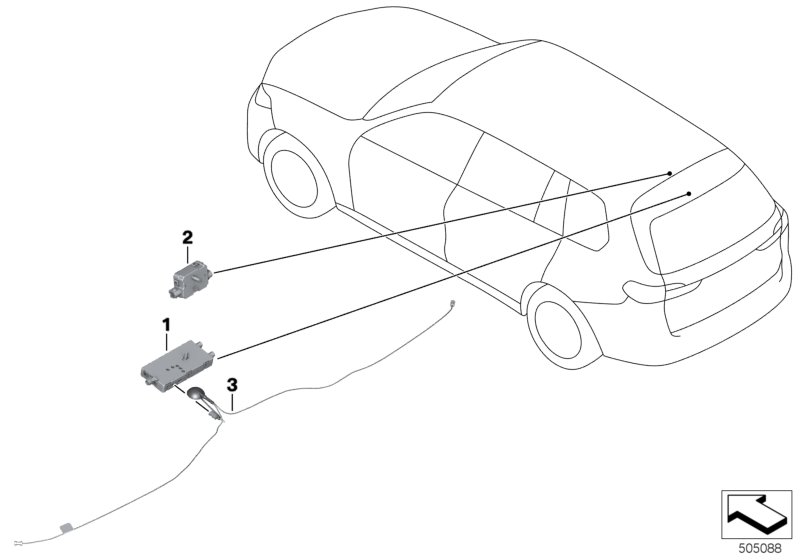 Детали усилителя разнесенной антенны для BMW G07 X7 50iX N63M (схема запчастей)