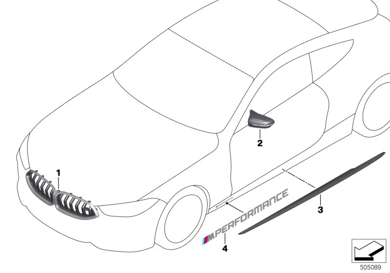 Аэродинам.принадлежности M Performance для BMW F92 M8 S63M (схема запчастей)