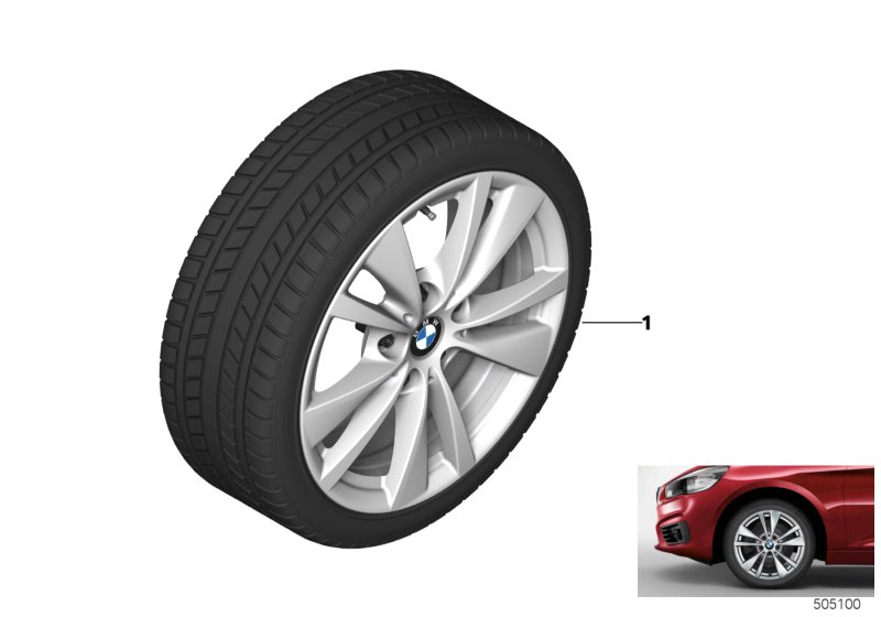 Spike/SC колесо в сб.зим. диз. 476-16" для BMW F40 118i B38C (схема запчастей)