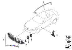 Наружные накладки / декоративные решетки для BMW F92 M8 S63M (схема запасных частей)