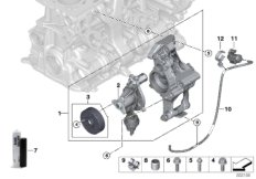 Система охлаждения-насос ОЖ для BMW F23 220i B48 (схема запасных частей)