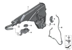 Детали бачка стеклоомывателя для BMW G05 X5 30iX B48D (схема запасных частей)
