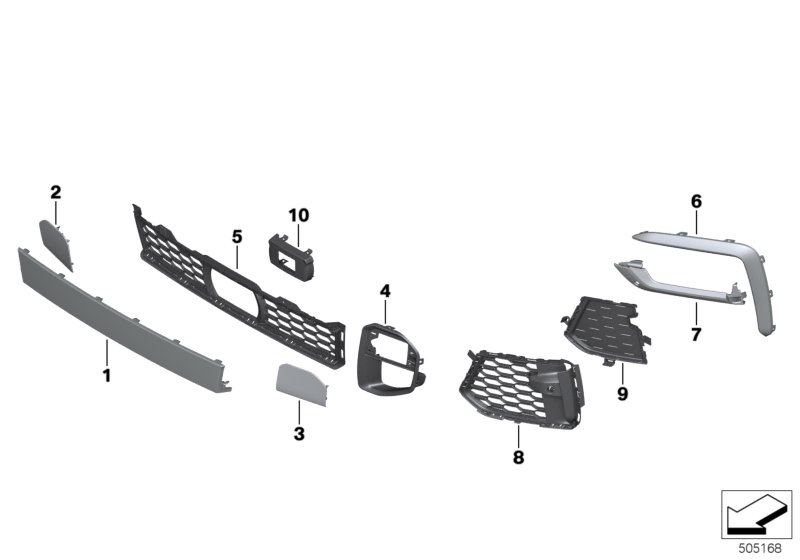 Облицовка M, декор.элементы Пд для BMW G06 X6 30dX B57 (схема запчастей)