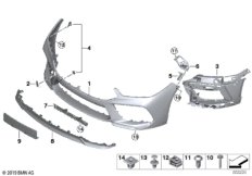 Облицовка M Пд для BMW F92 M8 S63M (схема запасных частей)